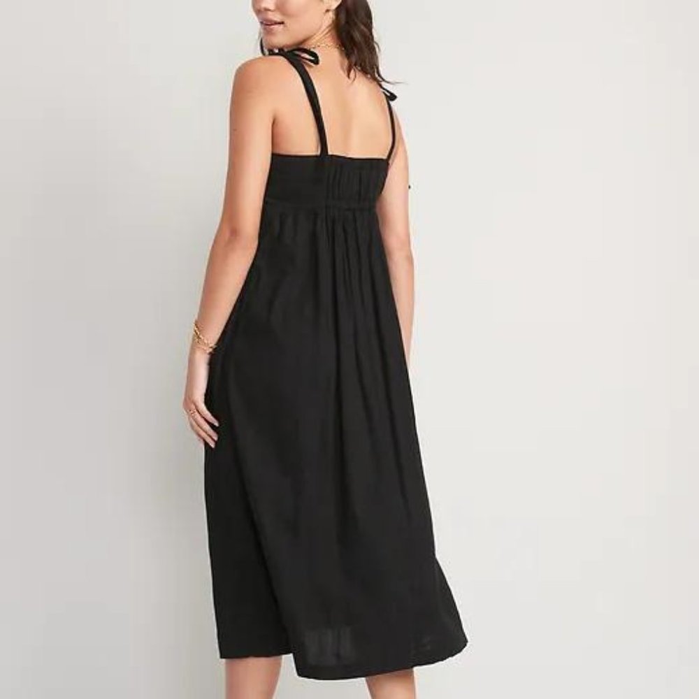 Old Navy Tie-Shoulder Dobby Midi Babydoll Swing Dress for Women New - Picture 4 of 7